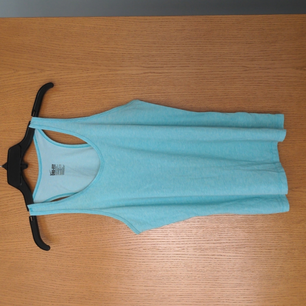 Nike Dri-Fit Racerback Tank, Large, Aqua color